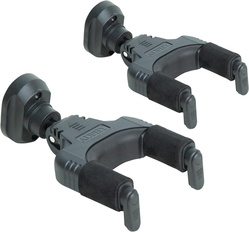 AUPHY 2-Pack Guitar Wall Hanger, Auto-Lock Guitar Wall Mount with Nitro-Safe Velvet, Universal Holder for Acoustic/Electric/Bass Guitars - Wall Guitar Mount Value Set (Nylon) - Image 1